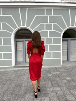 Жіноча сукня з рукавом червоного кольору р.XS 385634