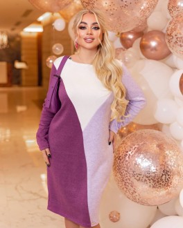 Жіноча сукня прямогого крою із ангори  кольору фіолетовий-бузок 385457