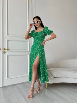 Жіноча літня сукня міді колір зелений р.46 437227