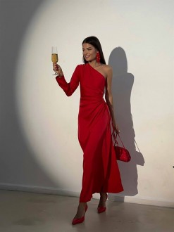 Жіноча шовкова сукня колір червоний р.42/44 448924
