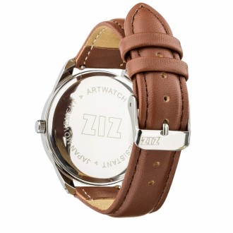 Годинник ZIZ Мінімалізм, ремінець кавово-шоколадний, срібло і додатковий ремінець 142853