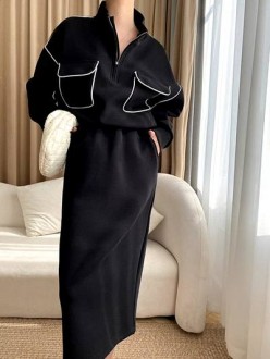 Жіночий костюм двійка зі спідницею колір чорний р.54/56 451728