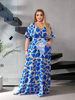 Жіноча вільна сукня із софту колір блакитний р.54/56 459780
