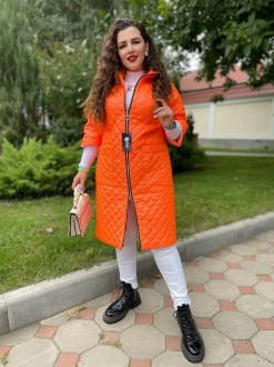 Жіноча куртка-пальто із плащової тканини помаранчевого кольору р.50 406339