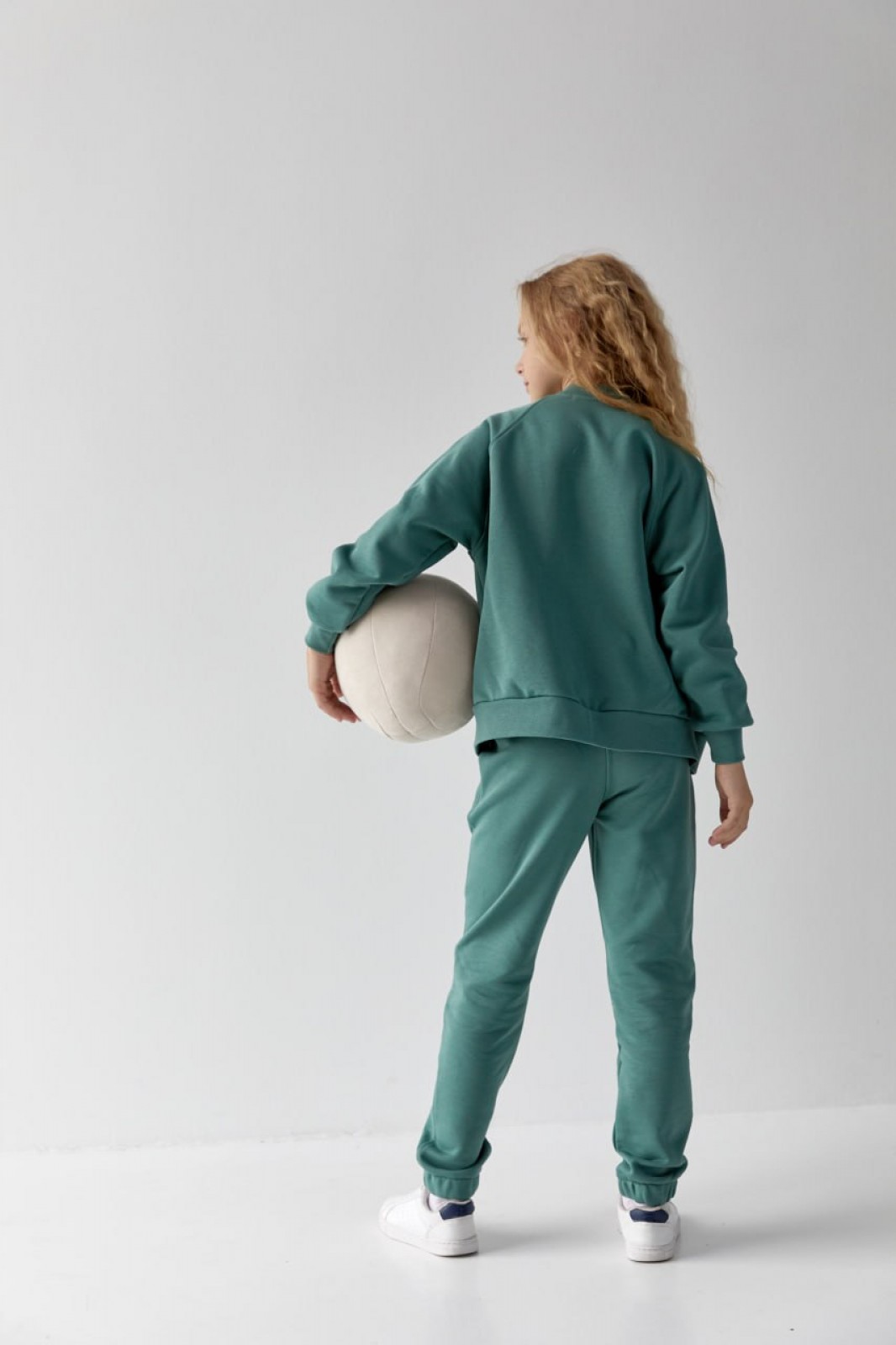 Дитячий костюм бомбер та джогери для дівчинки колір м'ята р.152 441776