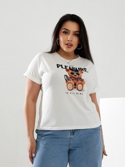 Жіноча футболка PLEASURE колір молочний р.48/50 433673