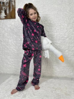 Дитяча піжама двійка колір баклажан принт зірочка р.146/152 446976