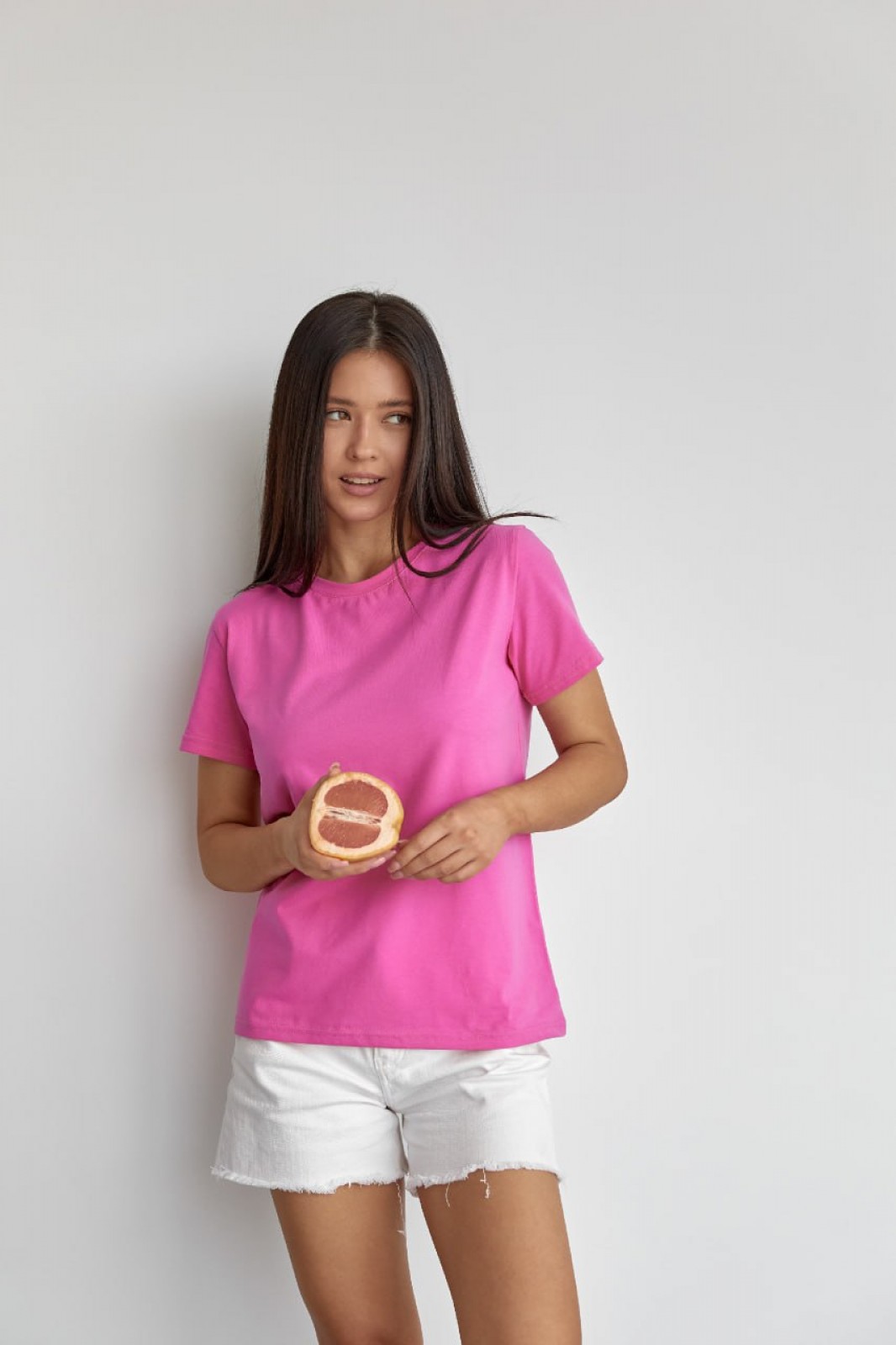 Жіноча базова футболка колір рожевий р.XS 449644