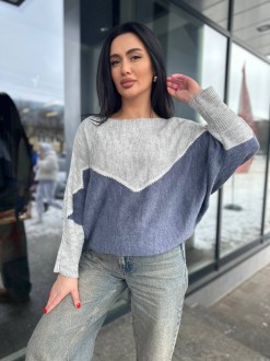Жіночий светр колір сірий з джинсом р.46/56 454048