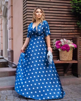 Жіноча сукня міді з шовку колір синій р.54/56 459151