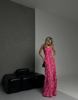 Жіноча максі сукня із софту колір рожевий р.46/48 453162
