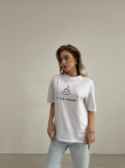 Жіноча футболка з принтом колір білий р.42/46 449989