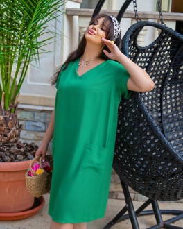 Жіноча сукня з кишенями зелений р.50/52 437386