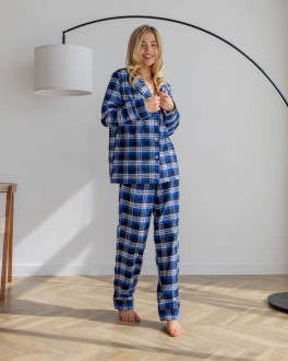 Жіноча піжама байка Liza колір синій р.S 443768