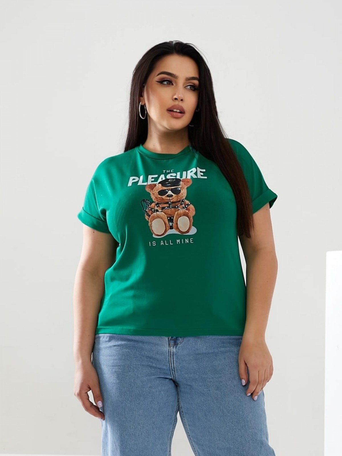 Жіноча футболка PLEASURE колір зелений р.48/50 433676