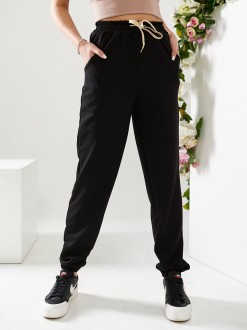 Жіночі спортивні штани двонитка чорного кольору р.46 406187