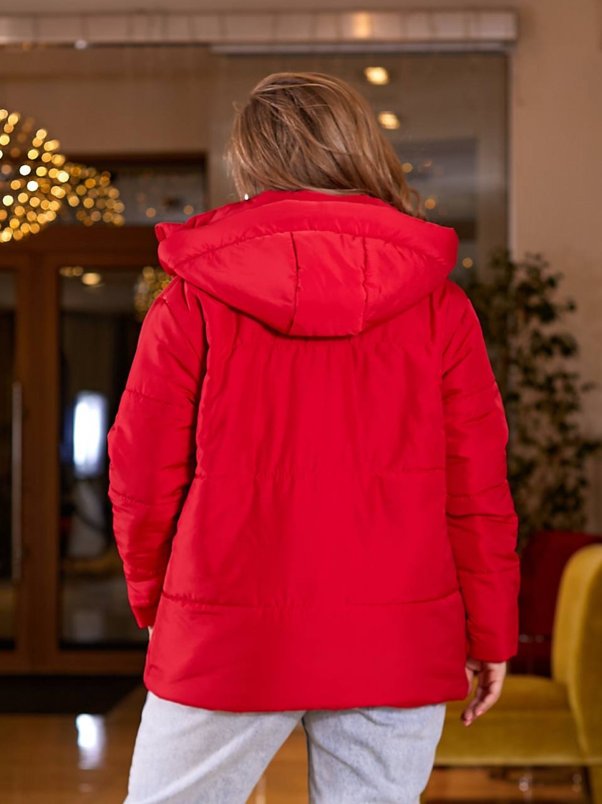 Жіноча весняна куртка червоного кольору р.48/50 406435