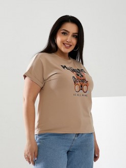 Жіноча футболка PLEASURE колір бежевий р.48/50 433679