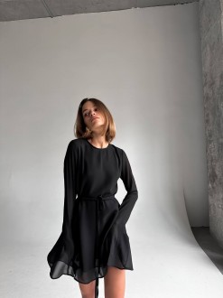 Жіноча сукня із креп шифону колір чорний р.44/46 446696