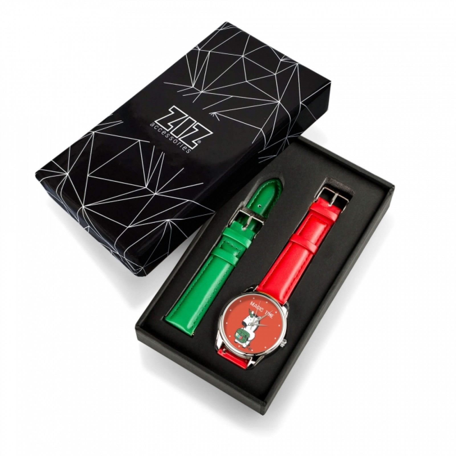 Годинник ZIZ Єдиноріг з додатковим ремінцем, ремінець макове-червоний, срібло 228867