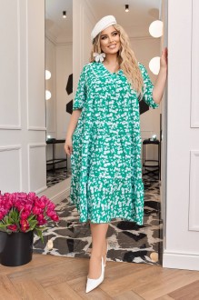 Жіноча вільна сукня із софту колір зелений р.50/52 451167
