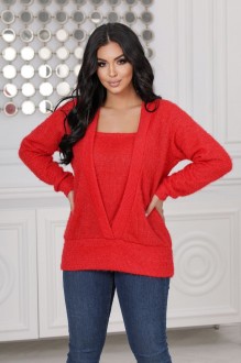 Жіночий светр трикотажний колір червоний р.56/58 445646