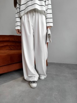 Жіночі брюки з декоративним шнурком колір молочний р.46 451524