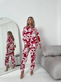 Жіночий костюм із шовкового софту колір червоний р.46/48 454757