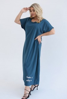 Жіноча сукня вільного крою міді колір морська хвиля р.60/62 459362