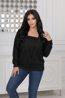 Жіночий светр трикотажний колір чорний р.48/50 445640