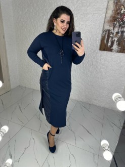 Жіноча сукня міді колір синій р.46/48 449099
