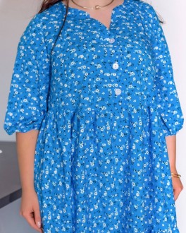Жіноча вільна сукня міді блакитного кольору 420971