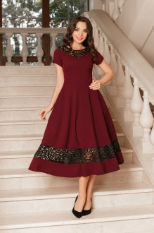 Жіноча нарядна сукня з мереживами кольору марсала SKL137-374377