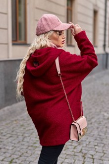 Жіноча тепла куртка бордового кольору р.62/64 380591