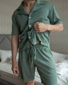 Чоловічий піжамний костюм колір зелений р.M 453362