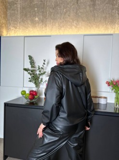 Жіноча куртка із еко шкіри колір чорний р.60/62 451349