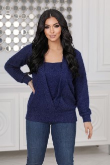Жіночий светр трикотажний колір синій р.48/50 445636
