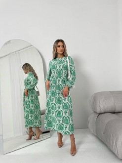 Жіноча сукня із шовкового софту колір зелений р.46/48 453521