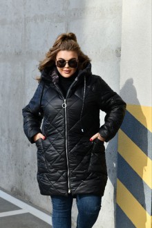 Жіноча тепла курточка колір чорний р.58 445901