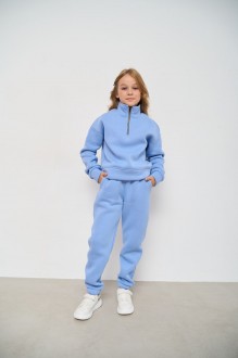 Теплий спортивний костюм для дівчинки колір блакитний р.158 444455