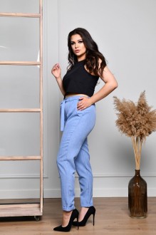Жіночі льняні штани колір джинсовий р.52/54 438200