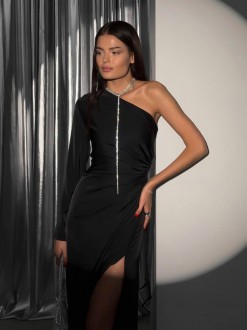 Жіноча шовкова сукня колір чорний р.42/44 448925