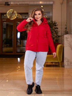 Жіноча весняна куртка червоного кольору р.56/58 406437