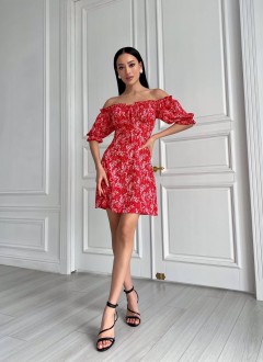 Жіноча літня сукня колір червоний р.46 437194