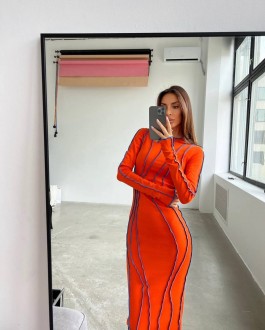 Жіноча приталена сукня міді колір помаранч р.42/44 448187