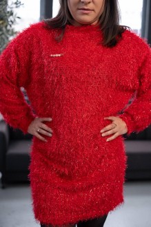 Жіноча сукня вільного крою із ангори червоного кольору р.52/54 385450