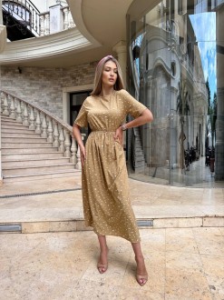 Жіноча сукня із шовкового софту колір бежевий р.42/44 455568