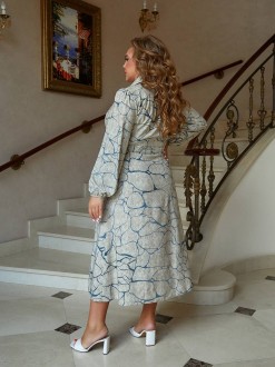 Жіноча сукня софт на ґудзиках під пояс колір морська хвиля р.50/52 357852