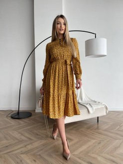 Жіноча сукня з поясом колір жовтий р.46/48 450688