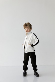 Спортивний костюм на хлопчика колір чорний з білим р.134 406649